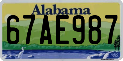 AL license plate 67AE987