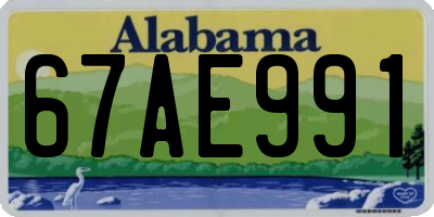 AL license plate 67AE991