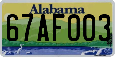 AL license plate 67AF003