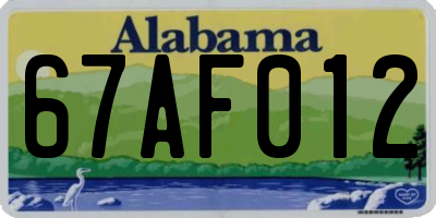 AL license plate 67AF012