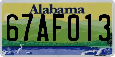 AL license plate 67AF013
