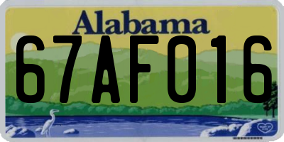 AL license plate 67AF016