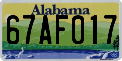 AL license plate 67AF017