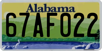 AL license plate 67AF022