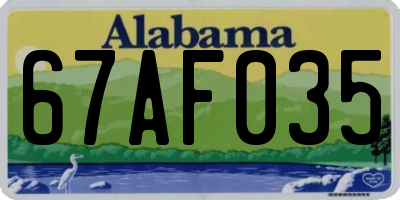 AL license plate 67AF035
