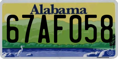 AL license plate 67AF058
