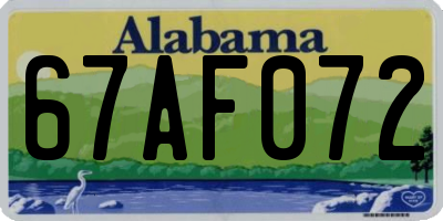 AL license plate 67AF072