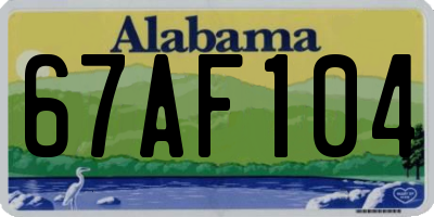AL license plate 67AF104