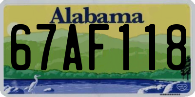 AL license plate 67AF118