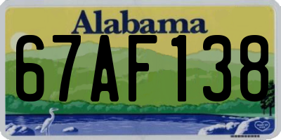 AL license plate 67AF138