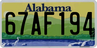 AL license plate 67AF194