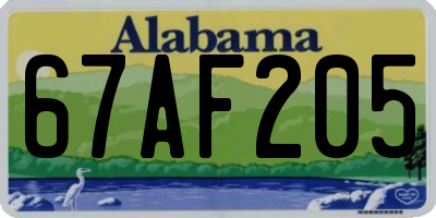 AL license plate 67AF205