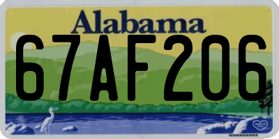 AL license plate 67AF206