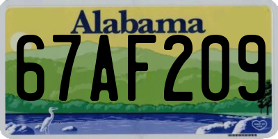 AL license plate 67AF209