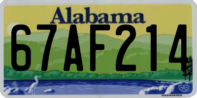 AL license plate 67AF214