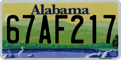 AL license plate 67AF217