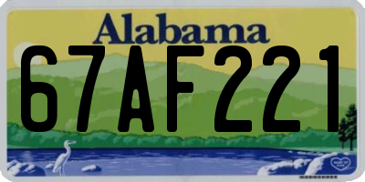 AL license plate 67AF221
