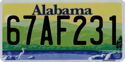 AL license plate 67AF231