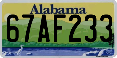 AL license plate 67AF233