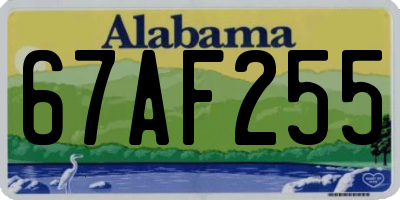 AL license plate 67AF255