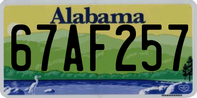 AL license plate 67AF257