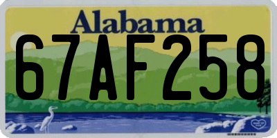 AL license plate 67AF258