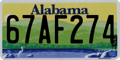 AL license plate 67AF274