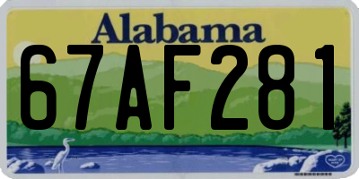 AL license plate 67AF281