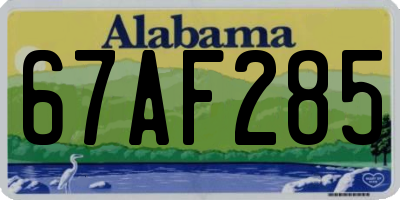 AL license plate 67AF285