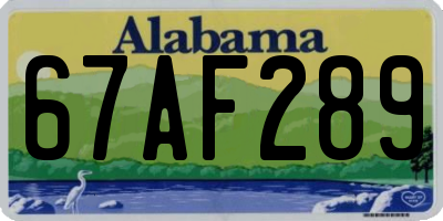 AL license plate 67AF289
