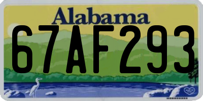 AL license plate 67AF293