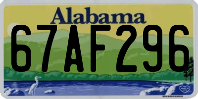AL license plate 67AF296
