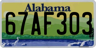 AL license plate 67AF303