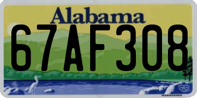 AL license plate 67AF308
