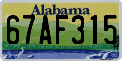 AL license plate 67AF315