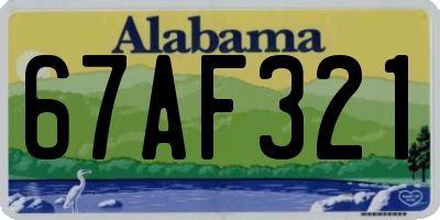AL license plate 67AF321