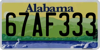 AL license plate 67AF333
