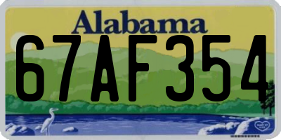 AL license plate 67AF354