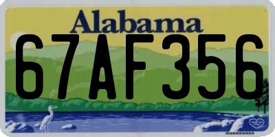 AL license plate 67AF356