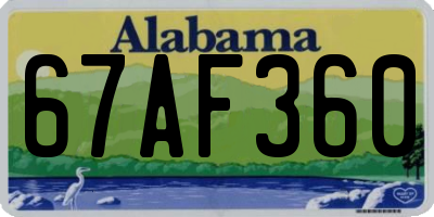 AL license plate 67AF360