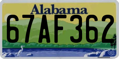 AL license plate 67AF362