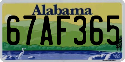AL license plate 67AF365