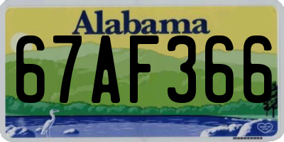AL license plate 67AF366