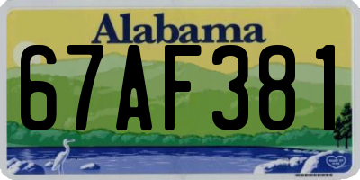 AL license plate 67AF381