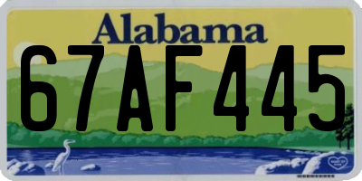 AL license plate 67AF445