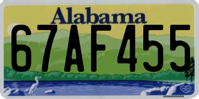 AL license plate 67AF455