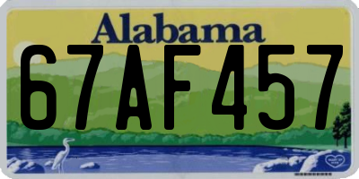 AL license plate 67AF457