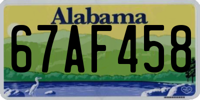 AL license plate 67AF458