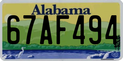 AL license plate 67AF494