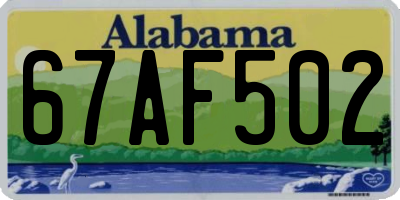 AL license plate 67AF502